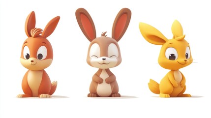 Cute Animated Cartoon Animals in 3D Style