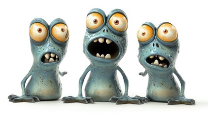 Obraz premium Three Fun Animated Monsters in Goofy Poses