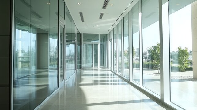 Fire-resistant glass installation in a commercial space, providing safety and protection.