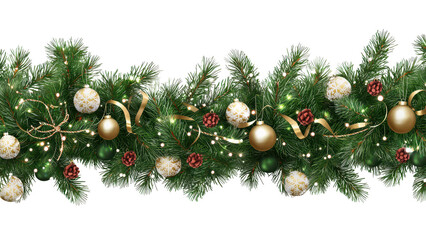 Festive Christmas Garland with Ornaments and Lights