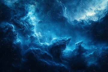 Fototapeta premium A Celestial Canvas of Blue Nebulae and Starry Dust
