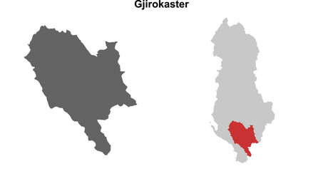 Gjirokaster county blank outline map set