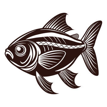 recommend clip art: Neon Tetra fish vector silhouette illustration Isolated white background.