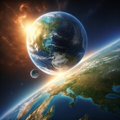 Obraz premium planet earth and other planet illustration