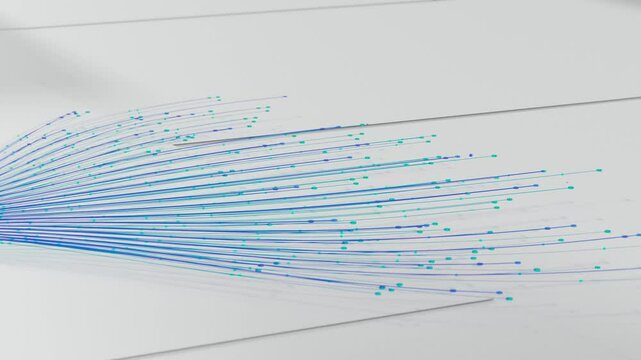 Close-up Animation of Colorful Branching AI Neural Network on White Background. Visualization of Large Language Models, Artificial Intelligence, Complex Algorithms, Chatbot and Machine Learning 