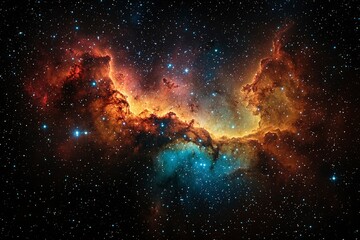 Obraz premium A Stellar Nebula with Orange and Blue Hues