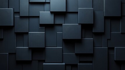 Black wall with many squares of different sizes