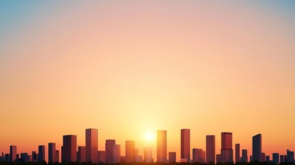Urban engineer's vision of modern city skyline at sunset