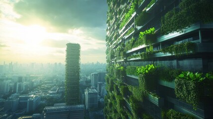 Obraz premium Innovative future farming concepts using vertical farms, hydroponics, and smart agriculture technologies.