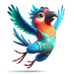 comical Funny Bird hyper-realistic Swimming
