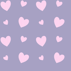 A delicate seamless pattern featuring soft pink hearts on a light gray background. Ideal for baby designs, textiles, scrapbooking, and gentle, romantic themes