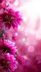 Obraz premium Vibrant Pink Flowers on Blurred Background, Floral Design Element, Spring Bloom Beauty