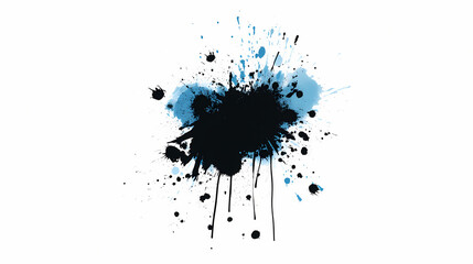 Black and blue ink splatter on a white background. suitable for graphic design projects. Ink Splatter. Illustration