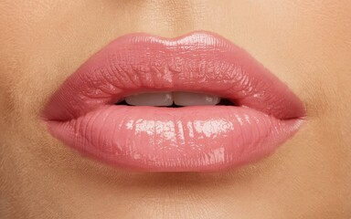 a woman with pink lips with a pink lip.