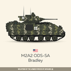 Fototapeta premium Infantry fighting vehicle M2A2 Bradley. Armored vehicles of the armed forces of Ukraine. Military equipment in vector style.