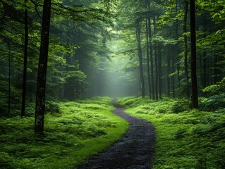 Obraz premium Path that is winding through a forest