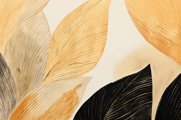 Gold beige hint of pattern leaf abstract background.