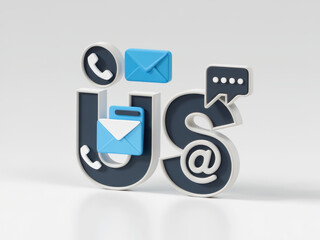 Fototapeta premium A modern graphic depicting various communication icons, including phone, email, and chat, arranged around the word 