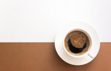 Cup of coffee. Breakfast. Minimalism. Drink. Design.