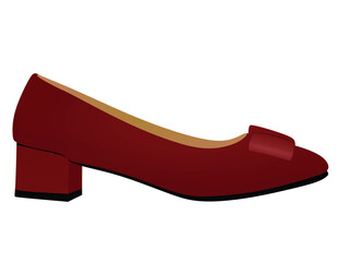 Red flat heel shoe. vector illustration