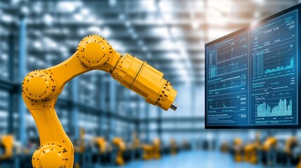 IoT data dashboard overseeing smart factory operations, real-time analytics on screen, sleek digital interfaces, minimalistic design, soft natural light filling the space