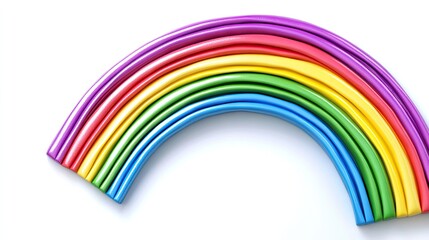 Fototapeta premium A whimsical rainbow crafted from vibrant plasticine gleams against a clean white backdrop, celebrating creativity and playful imagination