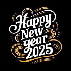Happy New Year Vintage Lettering  Background 2025
