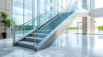 Obraz premium Tempered glass installation in a public building, offering safety and durability.