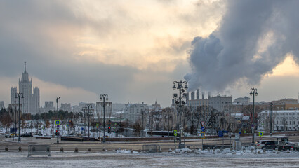 Steam from the pipes of Russia's oldest thermal power plant located in the center of Moscow. View...