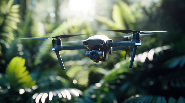 Camera drone flying outside closeup