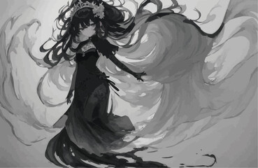 Fototapeta premium 墨絵の女性