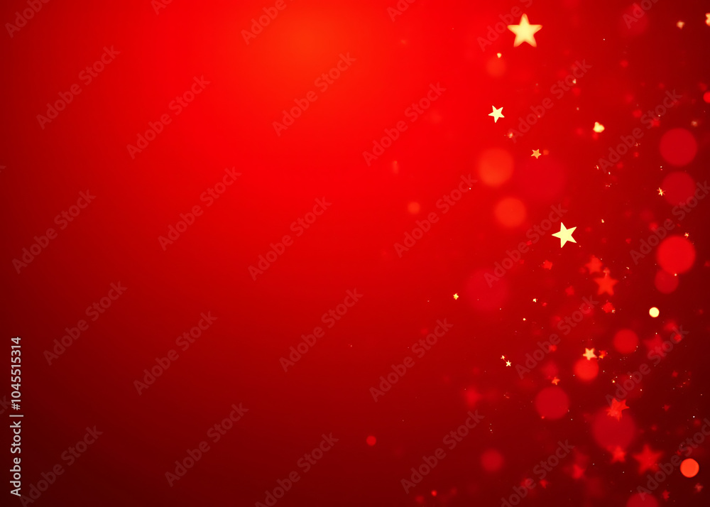 Poster red abstract light bokeh glitter on a festive red holiday christmas background with abstract details