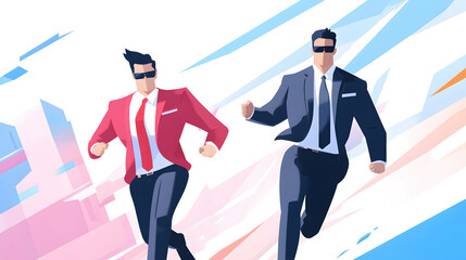 Fototapeta premium Business competition concept. Businessmen or executives are running in a competition.