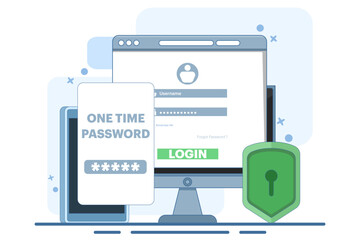 The concept of logging into a website or application using two steps, Two-step authentication. Verification code message, Two-factor verification, notification with code for secure login or sign in.