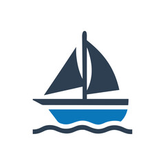 Sailboat icon on white background