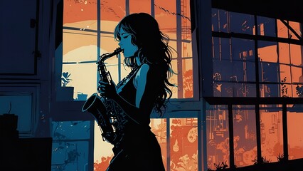 サックスと少女