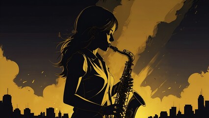 サックスと少女