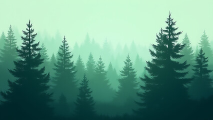 Fototapeta premium Fir and pine trees appear as background images on computer wallpaper with space for content to fill the screen effectively.