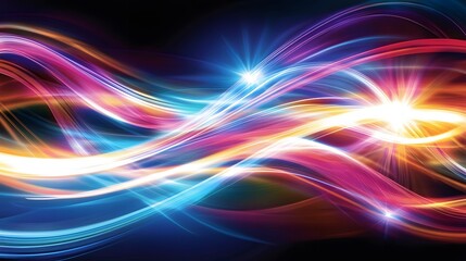 Obraz premium Colorful Infinite Lights on Black Background, Abstract Image, Texture, Pattern Background, Wallpaper, Cover and Screen for Smartphone, PC, Laptop, 9:16 and 16:9 Format
