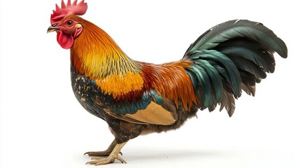 Fototapeta premium Red crested Thai chicken on a white background. 