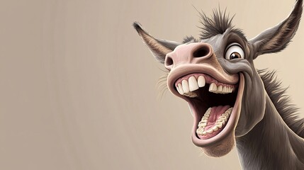 smiling donkey, wide eyes, big teeth, full body, realistic, transparent background
