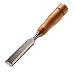 Obraz premium Wood chisel with a wooden handle, isolated on white background. transparent background