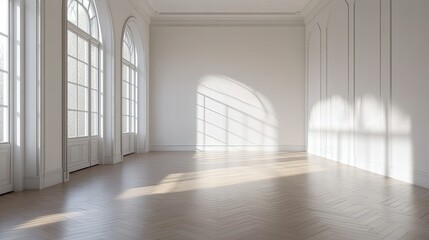 Fototapeta premium Bright Minimalist Room with Natural Light and Shadows