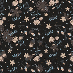 Abstract flat hand draw floral pattern background.