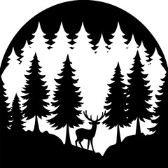 Obraz premium Majestic deer standing in a forest of pine trees