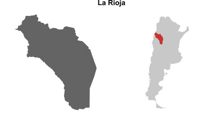 La Rioja province blank outline map set