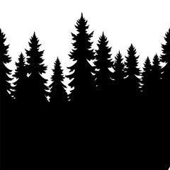 Fototapeta premium Seamless horizontal banner of coniferous forest silhouette