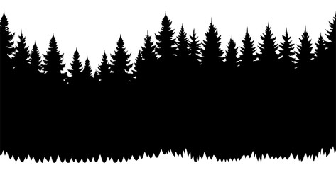 Seamless horizontal silhouette of coniferous forest