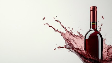 Elegant Red Wine Bottle with Splash Effect