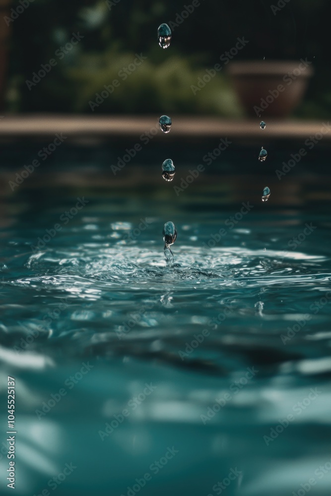 Poster a close-up shot of a pool with water droplets on the surface